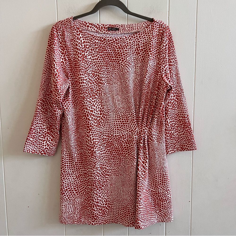 J. MCLAUGHLIN Animal Print Side Gathered Catalina Cloth Tunic Top